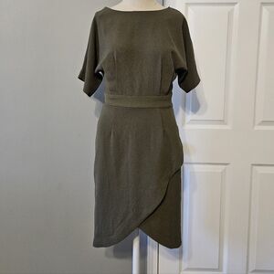 Bobeau Asymmetrical Khaki Dress
